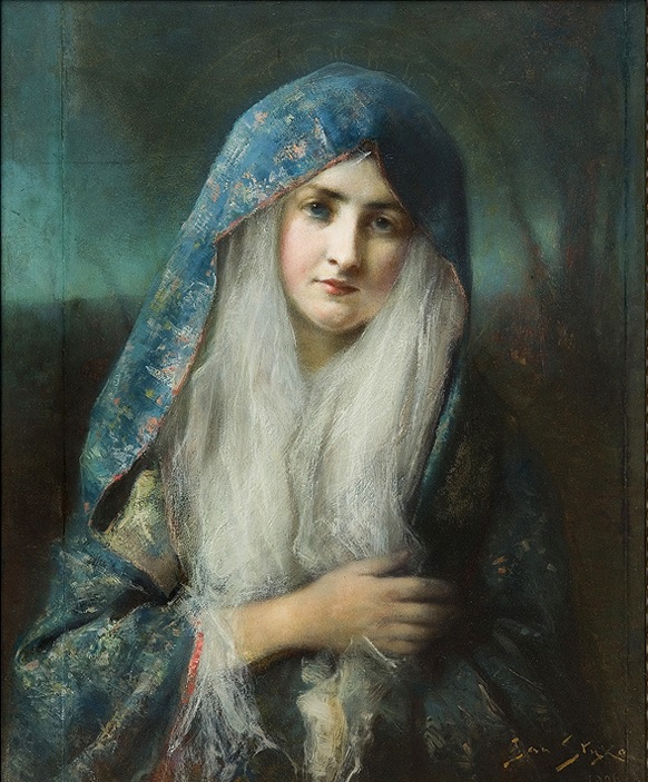 Jan Styka: Madone. 1906. Huile sur carton. 73 x 60 cm. Collection privée (agraart.pl).