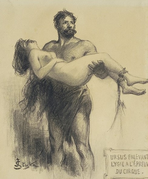 Jan Styka: Ursus enlevant Lygie à l’épreuve du cirque, 1901-1904. Illustration.